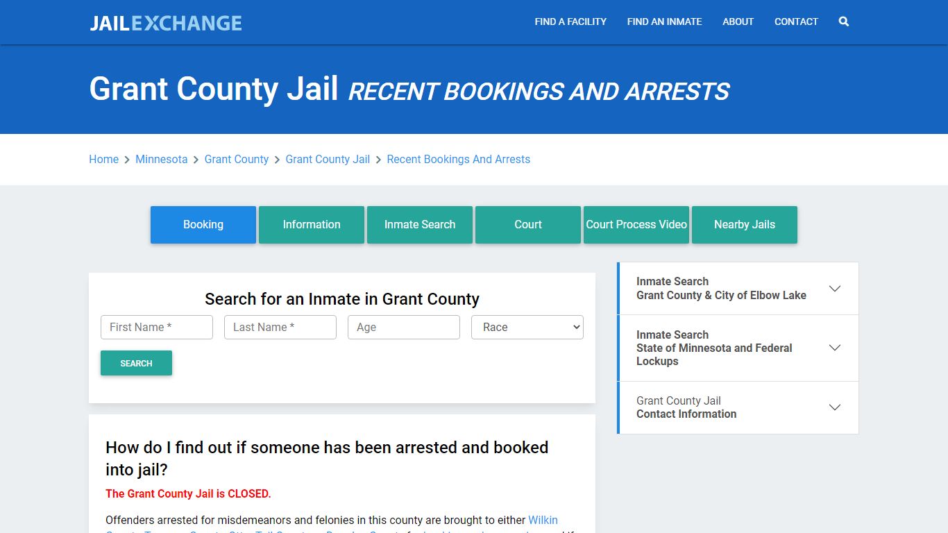 Grant County Jail Recent Bookings And Arrests - Jail Exchange