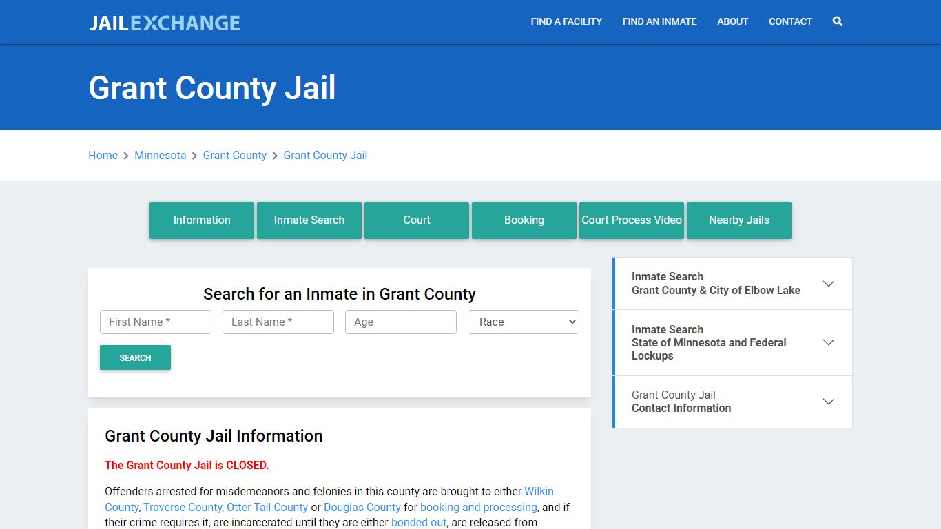 Grant County Jail Roster Lookup, MN, Inmate Search